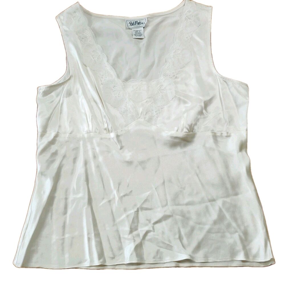 Bob Mackie Studio 100% Silk Camisole 10  Ivory Lace Babydoll Coquette